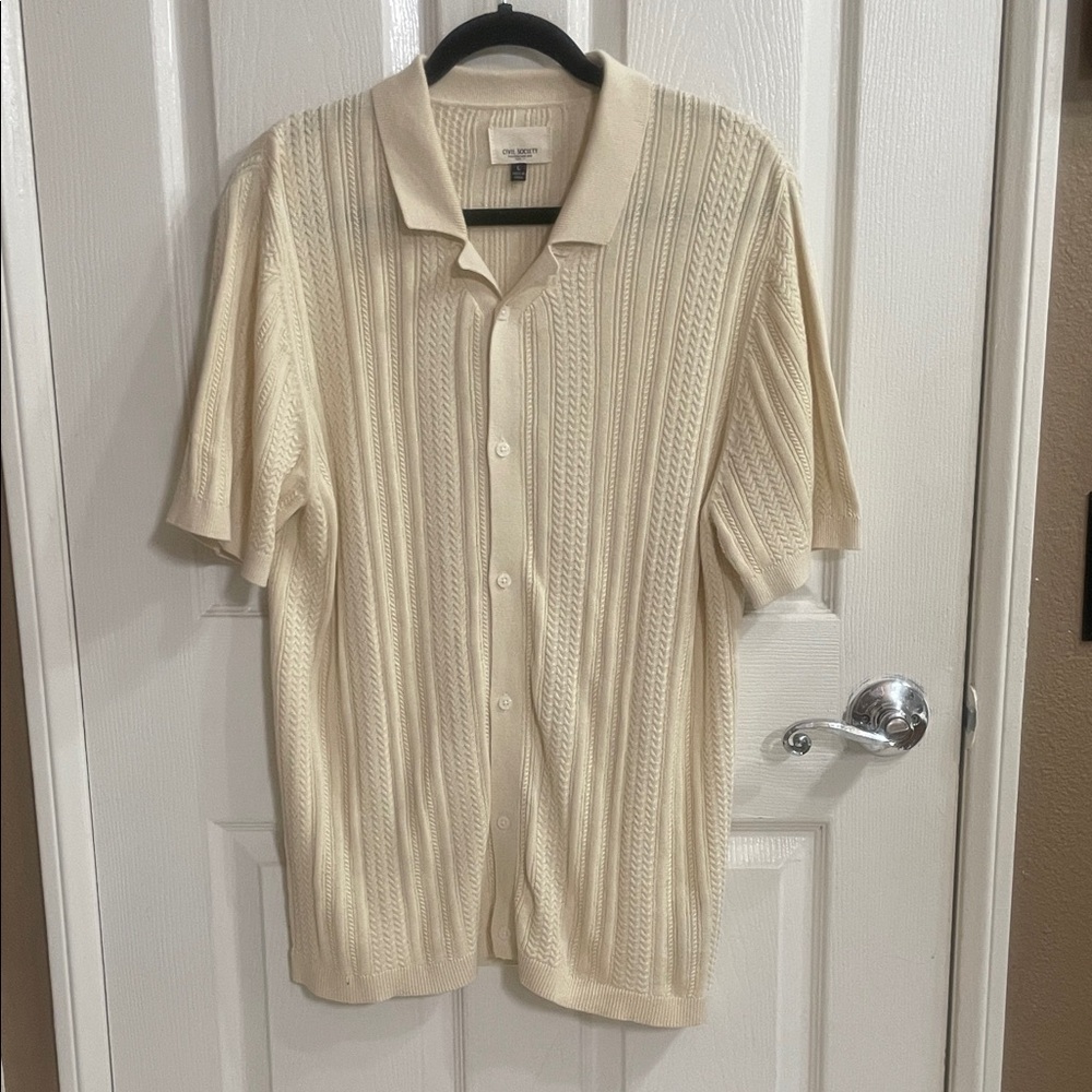 Civil Society Cream Textured Button Down Shirt